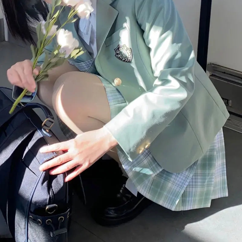 Full Set School Clothes Japanese Style Uniform Long Sleeve Jk Seifuku for Girl High Waist Pleated Skirt Anime Cosplay Schoolgirl