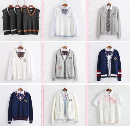 2020 Spring Cosplay School Uniform Sweater For Girls Women Long Sleeve Knitted Japanese Sailor Uniform Cardigans