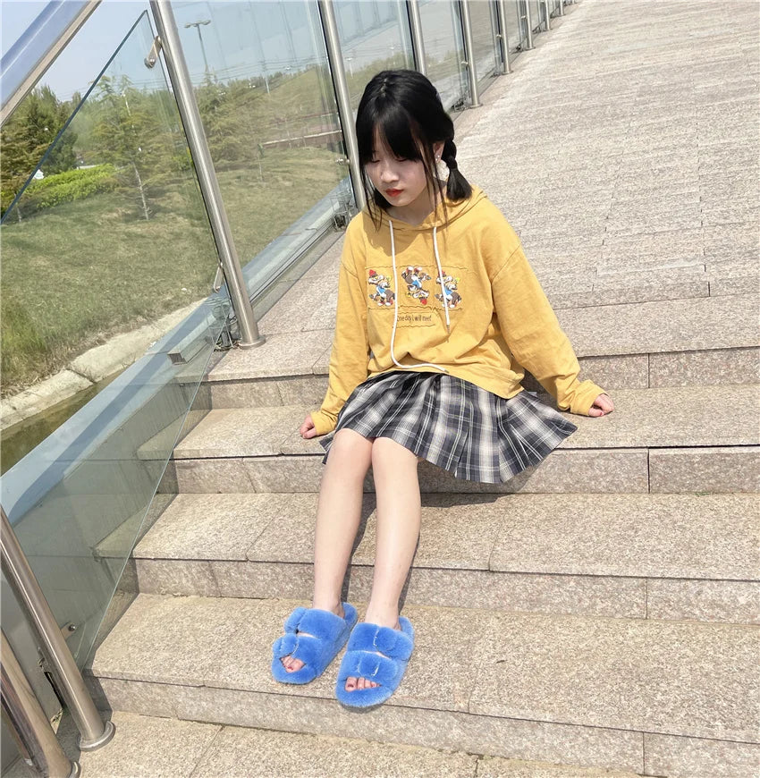 Slippers Ladies Summer Fluffy Mink Fur Slippers 100% Mink Fur Slippers Ladies Sandals 2021 Home Slippers Girls Outdoor Slippers