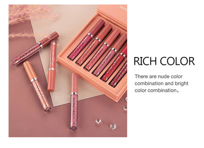 6Pcs/Box Makeup Lipstick Liquid Set Velvet Matte Gloss Lip Red Lipstick Nude Women Long Lasting Waterproof Beauty Cosmetic Kit