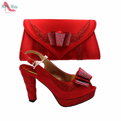 2024 High Quality Fashion Nigerian Women Shoes Matching Bag Set in Royal Blue Color Specials Design with Appliques for Party
