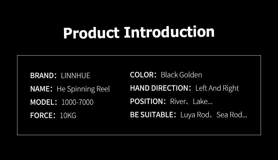 LINNHUE 2020 New Fishing Reel HE1000-7000 Max Drag 10kg Reel Fishing 5.2:1 High Speed Metal Spool Spinning Reel Saltwater Reel