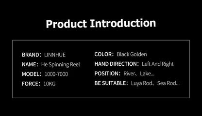 LINNHUE 2020 New Fishing Reel HE1000-7000 Max Drag 10kg Reel Fishing 5.2:1 High Speed Metal Spool Spinning Reel Saltwater Reel