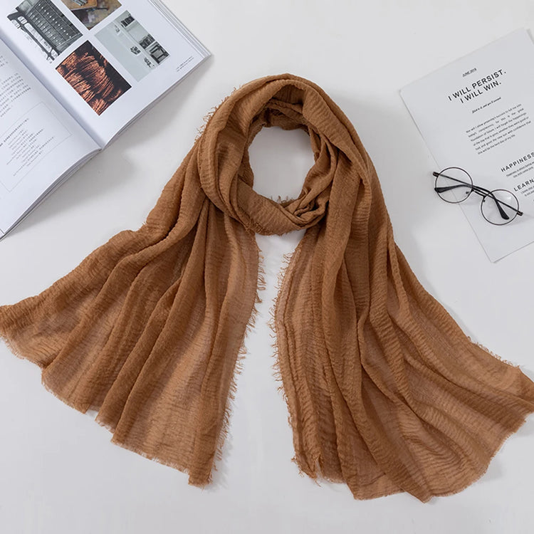 2026 Muslim Fashion Women Crinkle Hijab Scarf Soft Solid Head Scarves Turban Shawls and Wraps Hijab femme musulman kopftuch