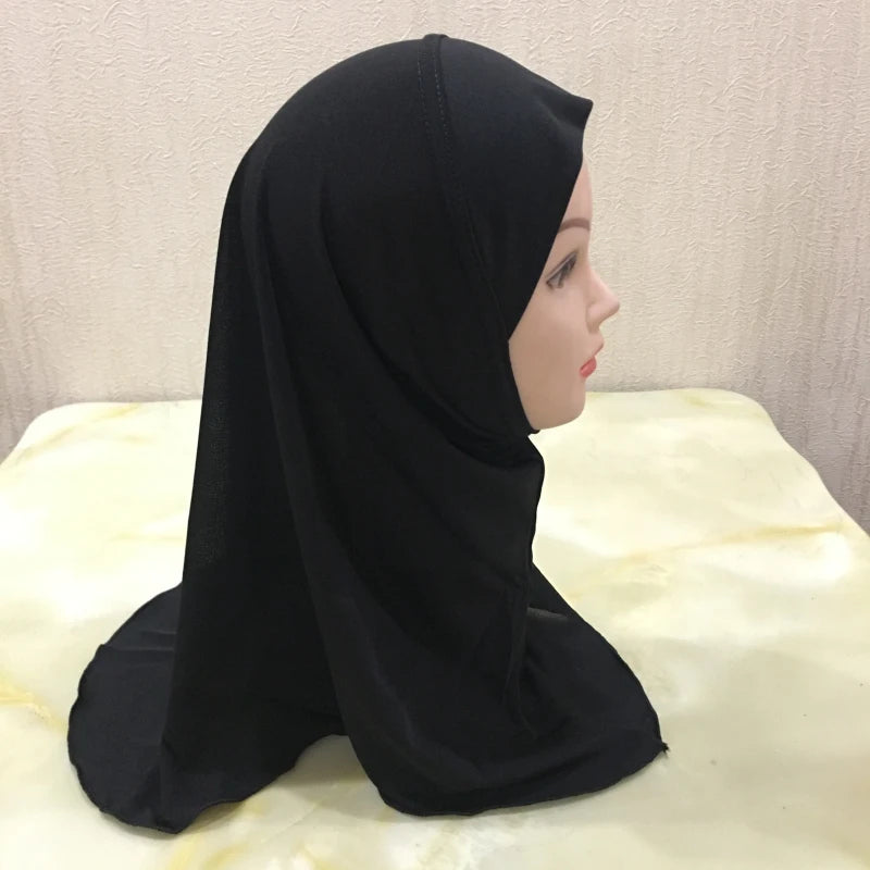 H061 Beautiful plain small girl hijab simple cute hijab hats women's caps can fit 2-6 years old girls