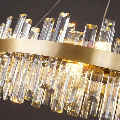 LED Postmodern Golden Chrome Silver Round Oval Crystal Chandelier Lighting Suspension Luminaire Lampen For Dinning Room