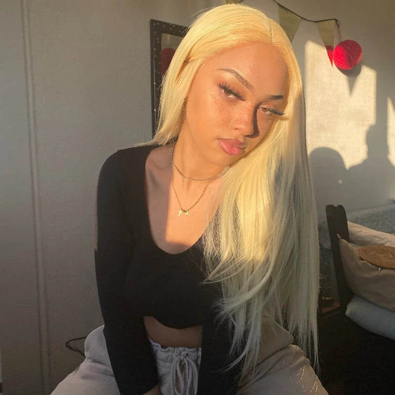 Charisma Blond Wigs Synthetic Lace Front Wig Long Silky Straight Lace Front Wig Heat Resistant Fiber Hair Cosplay Wigs For Women