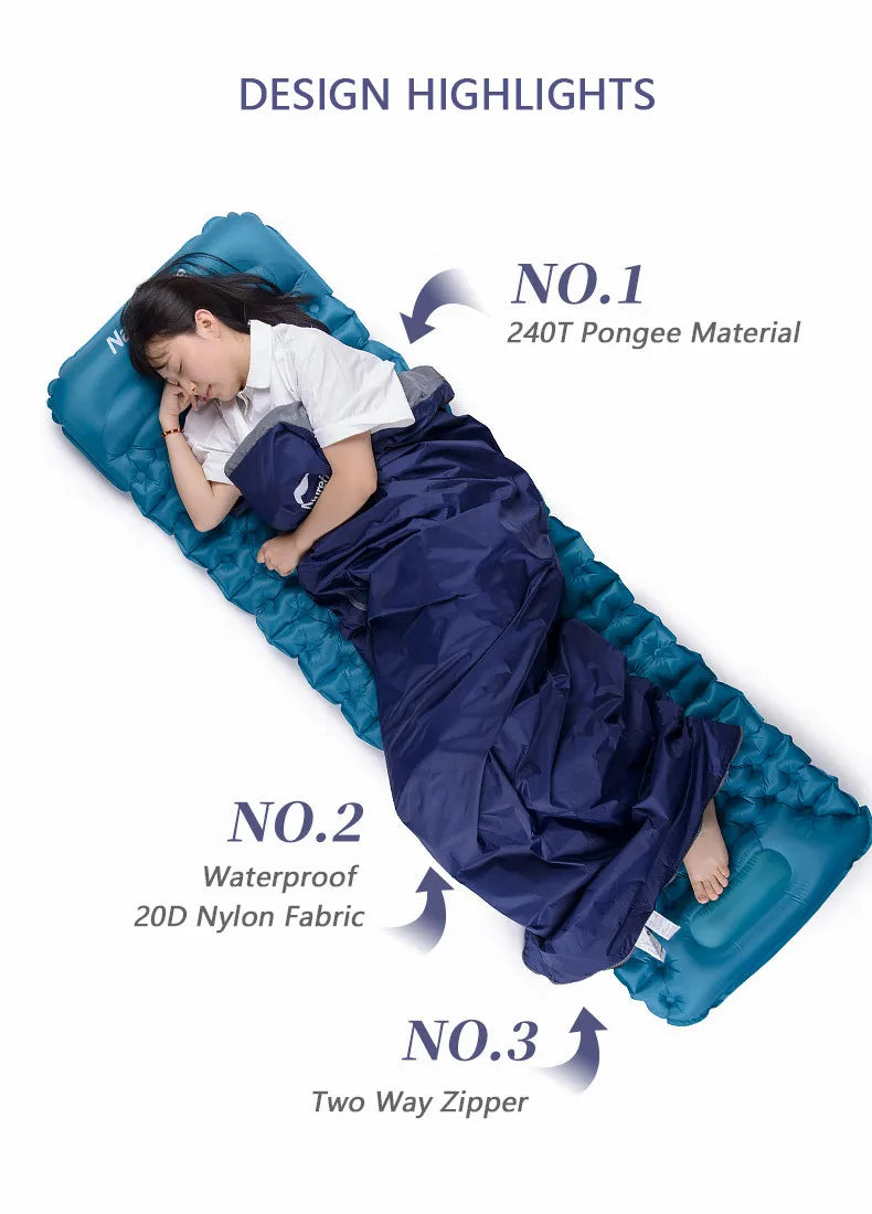 Naturehike Sleeping Bag LW180 Outdoor Ultralight Portable Waterproof Summer Sleeping Bag Envelope Cotton Camping Sleeping Bag