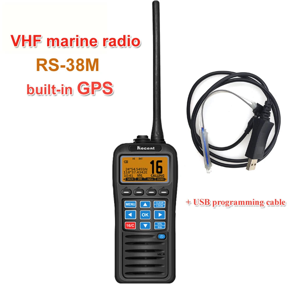 Recent RS-38M With GPS VHF Marine Radio IP67 Waterproof Float Walkie Talkie Tri-watch 156.025-157.425MHz Transceiver 2 Way Radio