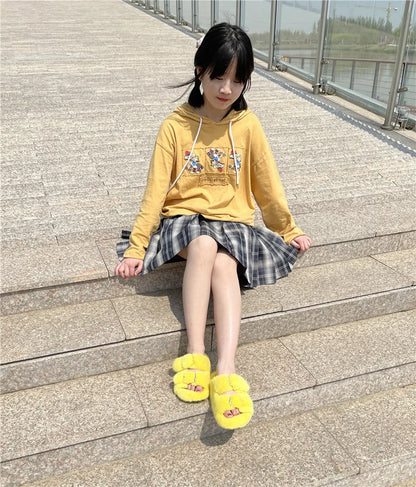 Slippers Ladies Summer Fluffy Mink Fur Slippers 100% Mink Fur Slippers Ladies Sandals 2021 Home Slippers Girls Outdoor Slippers