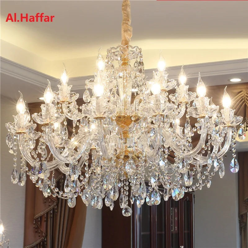 Modern European Style Gold/Silver Clear Crystal Chandelier K9 Hanging Light Fixture Clear Crystal Home Lighting Decor