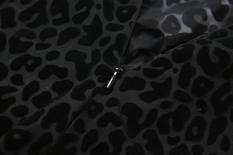 Shestyle Leopard Transparent Jumpsuits Women Skinny Back Zip Mock Neck Black Sexy 2021 Hot Animal Print Slim Clubwear Fitness