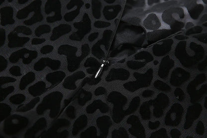 Shestyle Leopard Transparent Jumpsuits Women Skinny Back Zip Mock Neck Black Sexy 2021 Hot Animal Print Slim Clubwear Fitness