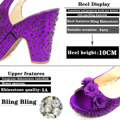 New Arrival Italian Women Shoes and Bag Set Decorated with Rhinestone In Party African Italian Shoes and Bag Set Party Shoes Bag