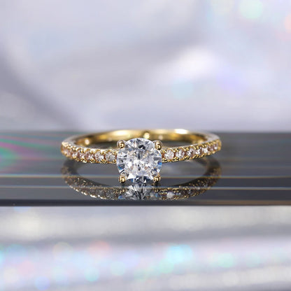Huitan Wedding Band Eternity Rings Women Brilliant Round Zirconia Luxury Engagement Rings Thin Elegant Female Jewelry Drop Ship