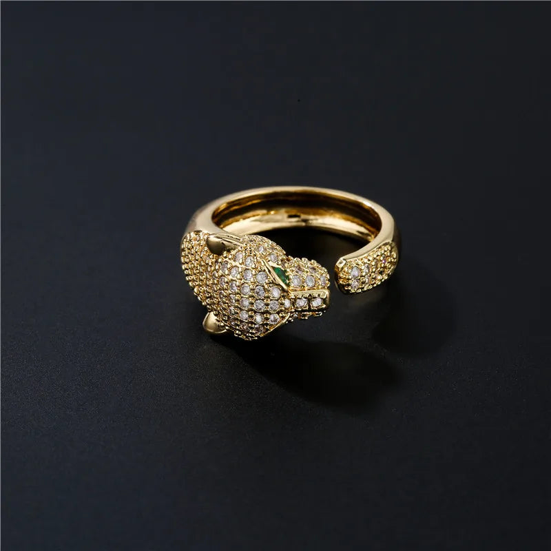 Fashion Full CZ Inlaid Animal Ring Opening Personality Unisex Ring Party Jewelry Gift Dropshipping