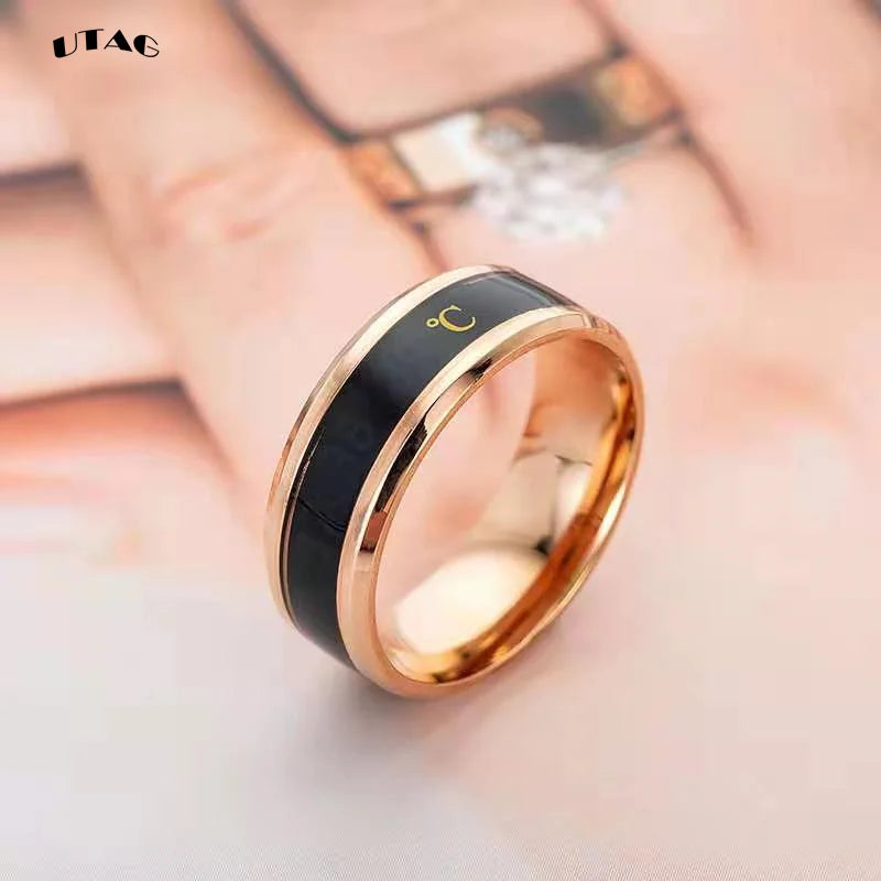 UTAG Smart Sensor Body Temperature Ring Stainless Steel Fashion Display Real-time Temperature Test Finger Rings