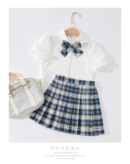 Kid Pink JK Sailor Dress 3PCS Girl Japanese Korean Orthodox School Uniform Cute Pleated Skirt Short Sleeve Kawaii Suit Anime COS