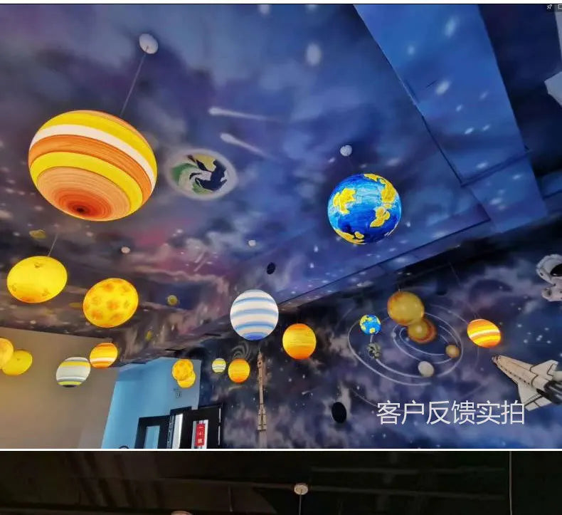 Planet Pendant Lights Sun Earth Moon Novelty Creative Atmosphere Light  Hanging Lamp Bedroom Home Decoration Hallway Luminaire
