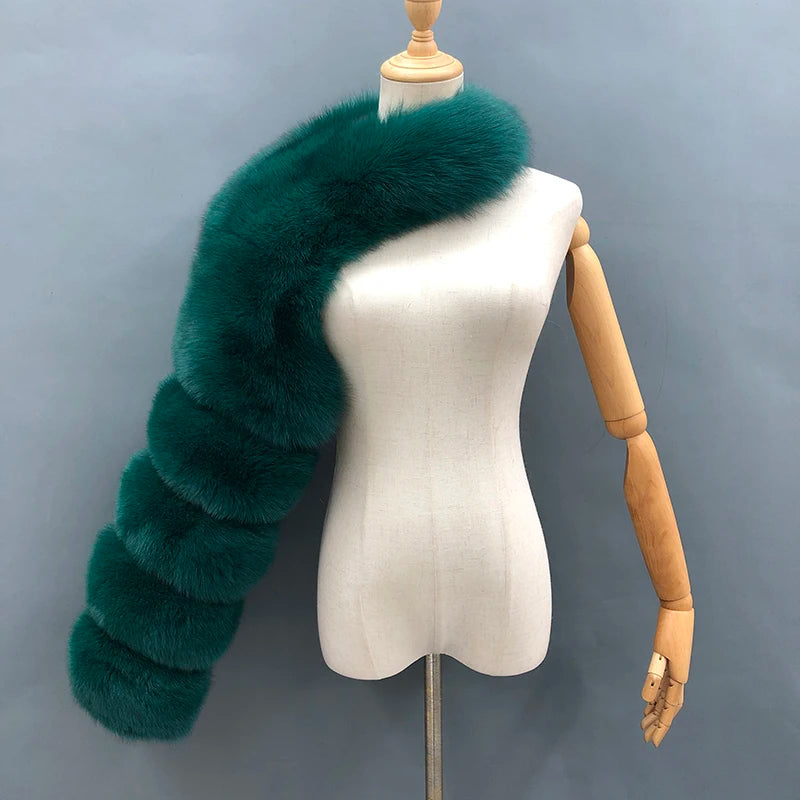 Fur Sleeve Women Fashion Luxury Real Fox Fur Coat Single Sleeve New Arrival