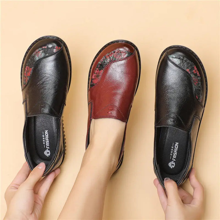 Genuine Leather Ballet Flats Shoes Women Vintage Luxury High Quality Loafers Women's Moccasins Casual Elegant Ladies Wide Shoes