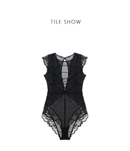 JYF Brand Vintage Sexy Onesies Ultra thin Lace Sleeveless Sleepwear Backless Transparent Mesh Cozy Soft Women's Pajamas