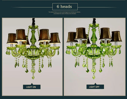 Luxury Green Crystal Chandelier Wedding Parlor Bedroom Villa Hanging Lamp Hotel Restaurant Cafe Bar E14 Candle Pendant Lights