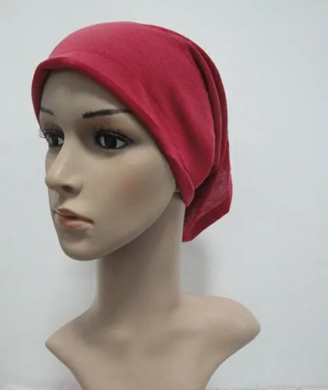 H065 plain tube hats Muslim Turban Pure Color Stretch Inner Hijabs For Caps Ready To Wear Women Head Scarf Under Hijab Bonnet