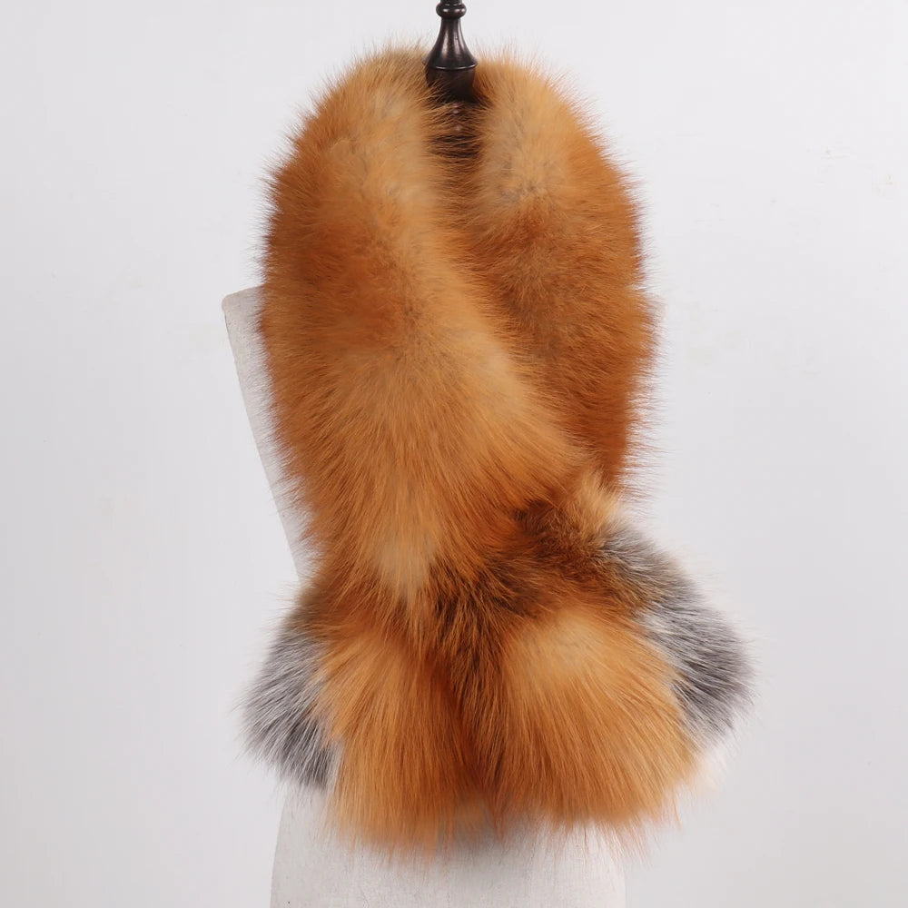 New Winter Lady Natural Luxury Real Fox Fur Scarf Shawl Full Pelt Warm Soft 100% Genuine Fox Fur Scarves Women Real Fur Muffler