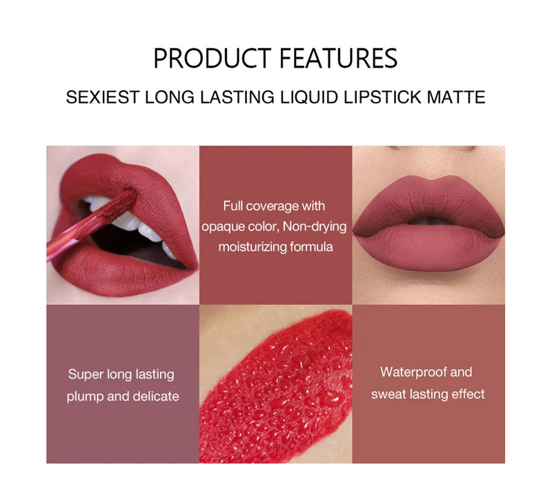 6Pcs/Box Makeup Lipstick Liquid Set Velvet Matte Gloss Lip Red Lipstick Nude Women Long Lasting Waterproof Beauty Cosmetic Kit
