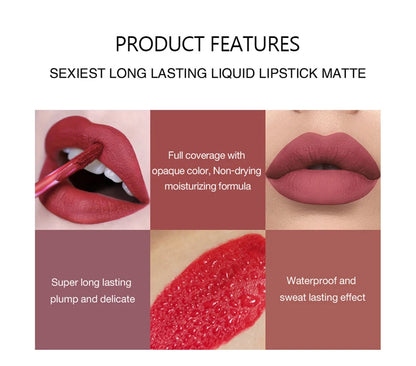 6Pcs/Box Makeup Lipstick Liquid Set Velvet Matte Gloss Lip Red Lipstick Nude Women Long Lasting Waterproof Beauty Cosmetic Kit