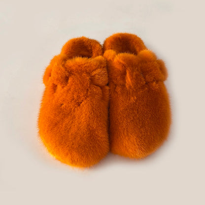 Female Luxury Real Mink Fur Slippers, Women's Clogs, Slip-on Casual Winter Shoes, Mules Shoes Women Luxury Designer Mink Slipper