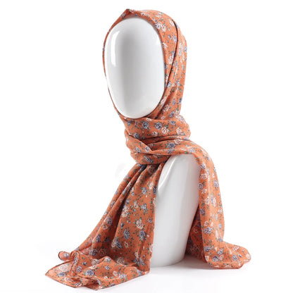 70*180cm Women Printed Soft Floral Muslim Chiffon Hijab Head Scarf Wraps New Designs