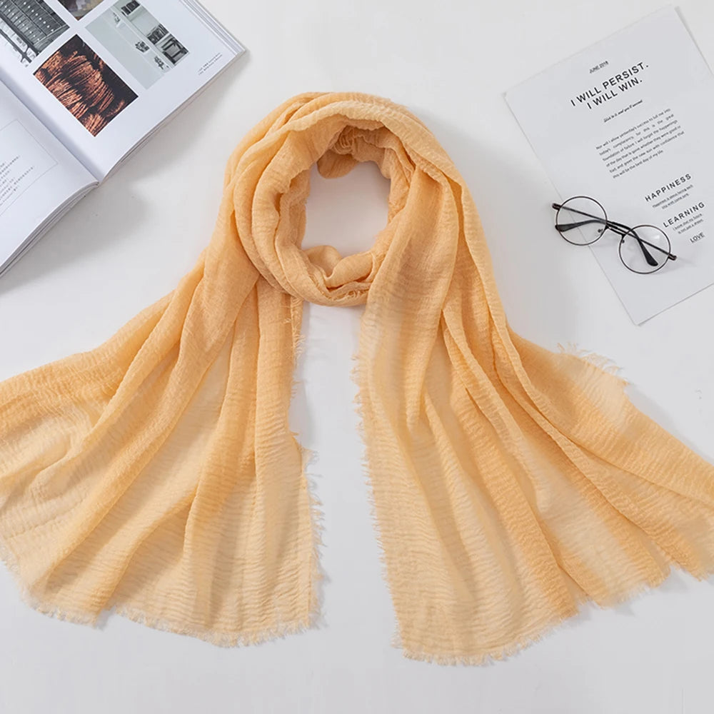 2026 Muslim Fashion Women Crinkle Hijab Scarf Soft Solid Head Scarves Turban Shawls and Wraps Hijab femme musulman kopftuch