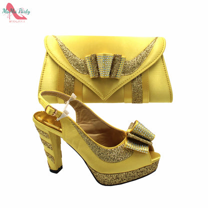 2024 High Quality Fashion Nigerian Women Shoes Matching Bag Set in Royal Blue Color Specials Design with Appliques for Party
