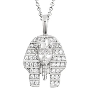 Hip Hop Ancient Egyptian Moissanite Pendant Necklace Chain Punk King Tutan Pharaoh Men's Hip Hop Bling Necklaces Rock Party Gift