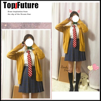 2020 Spring Cosplay School Uniform Sweater For Girls Women Long Sleeve Knitted Japanese Sailor Uniform Cardigans