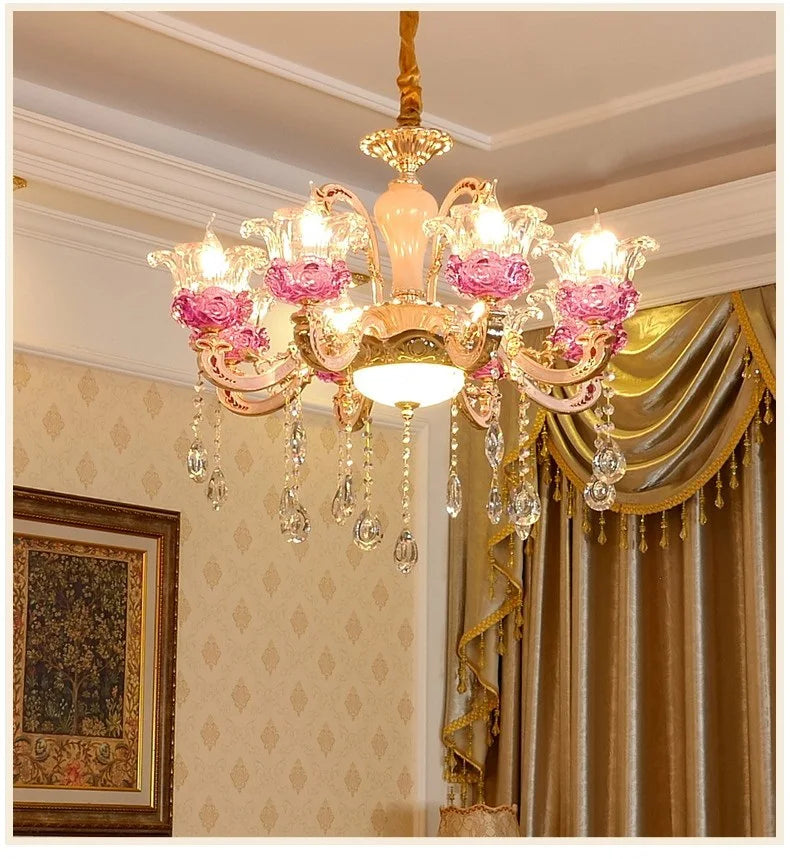 Luxury Living Room Chandelier Crystals Glass Hall Main Pendant Lamps Restaurant Bedroom French Creative Hanging Light Luminaire