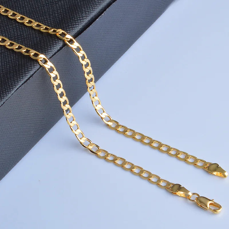 Noble 18K gold Charms 8MM sideways chain Necklace for Men women Luxury Fashion Party Wedding Versatile Jewelry Christmas Gifts