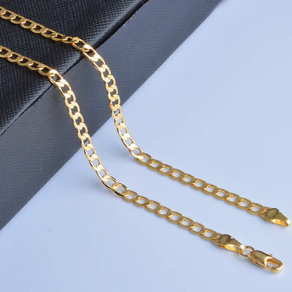 Noble 18K gold Charms 8MM sideways chain Necklace for Men women Luxury Fashion Party Wedding Versatile Jewelry Christmas Gifts