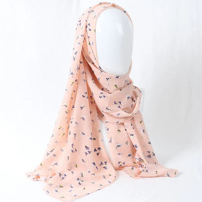 70*180cm Women Printed Soft Floral Muslim Chiffon Hijab Head Scarf Wraps New Designs