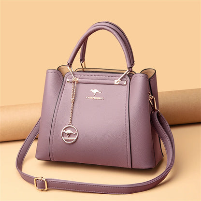 Casual Tote Women's Soft Leather Handbag Luxury Designer 3 Layers Shoulder Crossbody Bag Lady Large Capacity Shopper Sac A Main