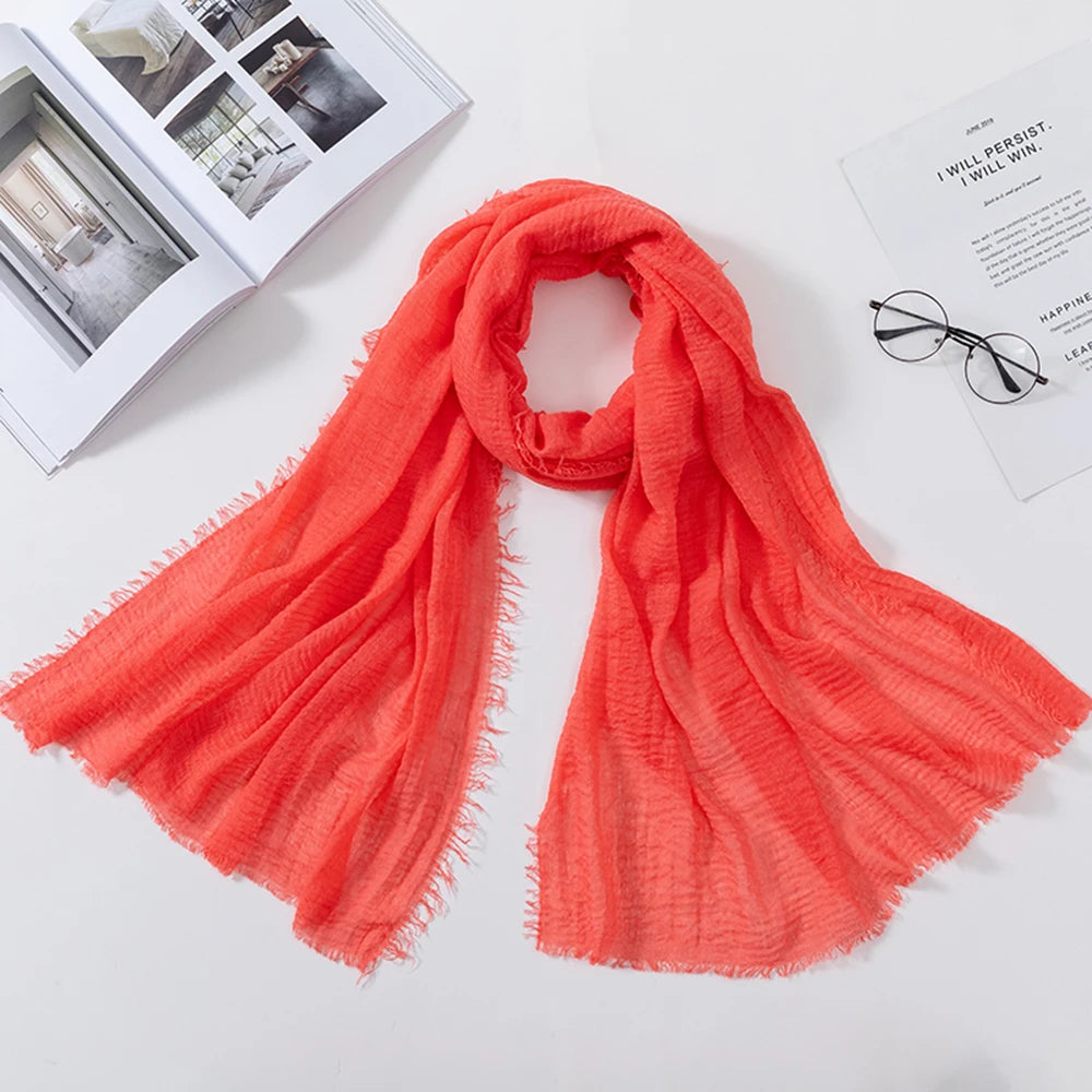 2026 Muslim Fashion Women Crinkle Hijab Scarf Soft Solid Head Scarves Turban Shawls and Wraps Hijab femme musulman kopftuch