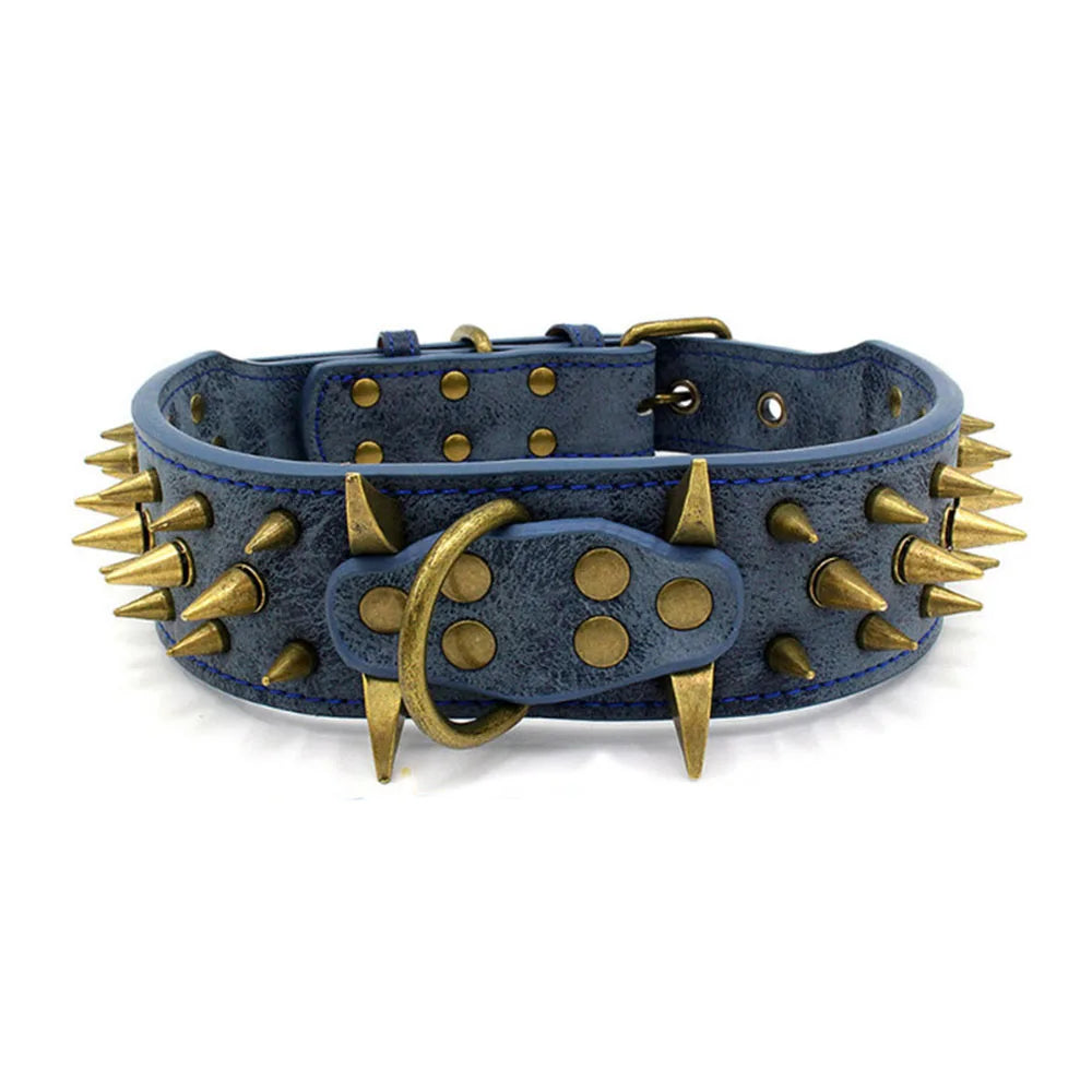 The Mighty Large Spiked Studded Dog Collar Protect Dog's Neck from Bites Durable & Stylish Dog Spike Collar for Mastiff Pitbull