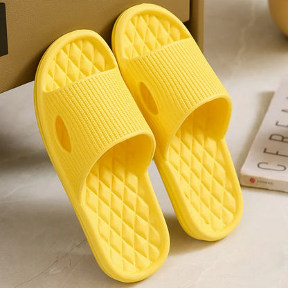 Soft Home Slippers Couple Summer Indoor Skid Proof Bathroom Slippers Sandals Hotel Solid Color Men Women Flip Flops Flat Shoes