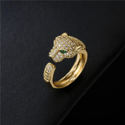 Fashion Full CZ Inlaid Animal Ring Opening Personality Unisex Ring Party Jewelry Gift Dropshipping