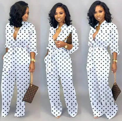2021 New Arrival Summer Women  Dot Black White Rompers Womens Jumpsuit Casual Loose Romper Jumpsuit for Women