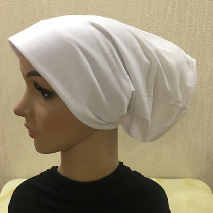 H066 Plain tube hat with cardboard underscarf Muslim Turban Pure Color Stretch Inner Hijabs Women Head Scarf Under Hijab Bonnet