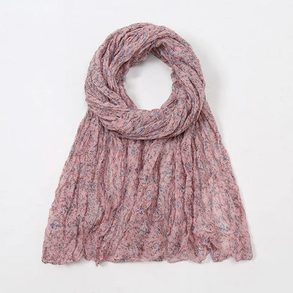 Spain Lovely Polka Floral Crinkle Viscose Shawl Scarf Lady Soft Thin Beach Wrap Pashmina Stole Bufandas Muslim Hijab 175*85Cm