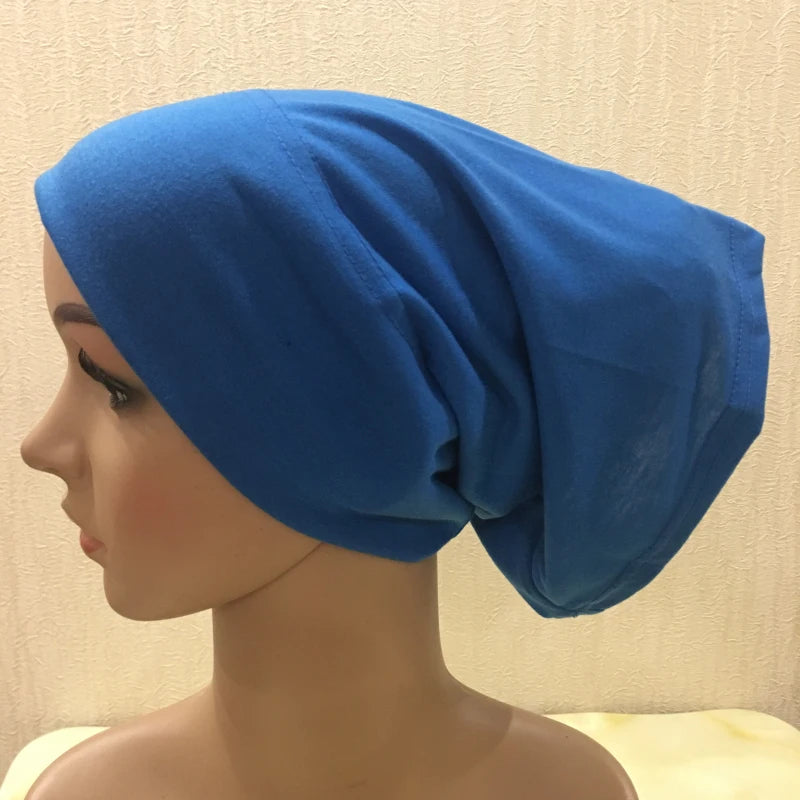 H065 plain tube hats Muslim Turban Pure Color Stretch Inner Hijabs For Caps Ready To Wear Women Head Scarf Under Hijab Bonnet